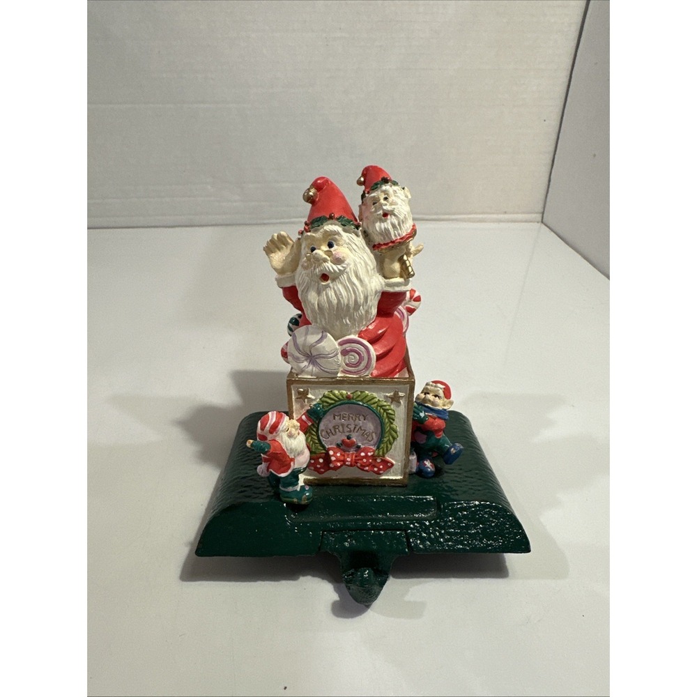 Vintage Giny Inc Cast Iron Santa Adjustable Christmas Stocking Holder‎
